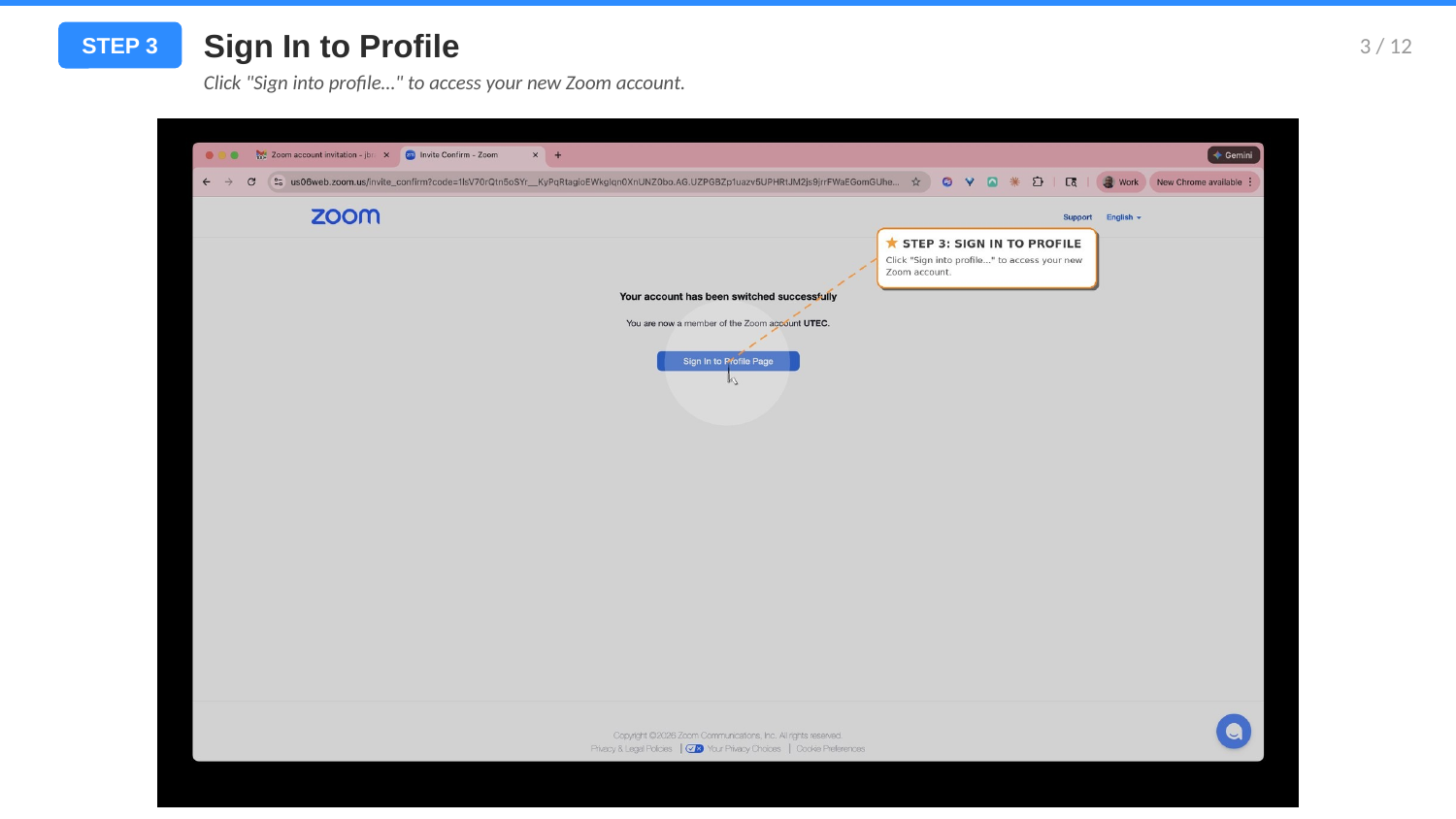 Step 3: Sign in to profile