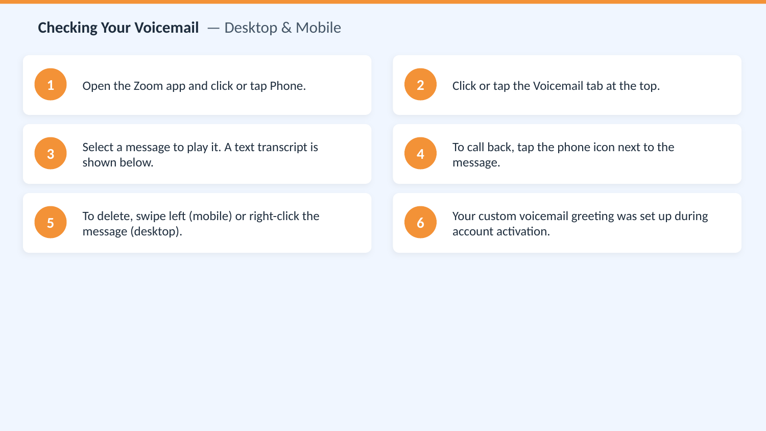 Checking voicemail steps